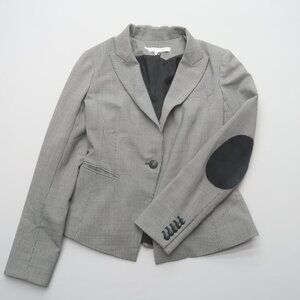 Veronica Beard Houndstooth Dickey Jacket Suede Elbow Patches Size 4